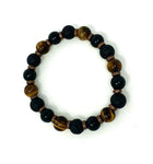 Black & Brown Protection Bracelet with Tourmaline, Lava Stone & Tigers Eye | EMF 5G