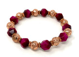 Pink Tigers Eye & Gold Lava Stone Protection Bracelet