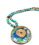 Om Flower Pendant  with Copper | EMF 5G | Calming Necklace