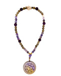 Purple/Gold Orgonite Om Necklace | EMF/RF 5G