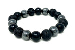 Black & Gray Shungite Protection Bracelet with Lava Stone | EMF 5G