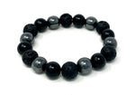 Black & Gray Shungite Protection Bracelet with Lava Stone | EMF 5G