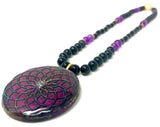 Obsidian Eternal Lotus of Life Pendant | EMF 5G | Healing Necklace